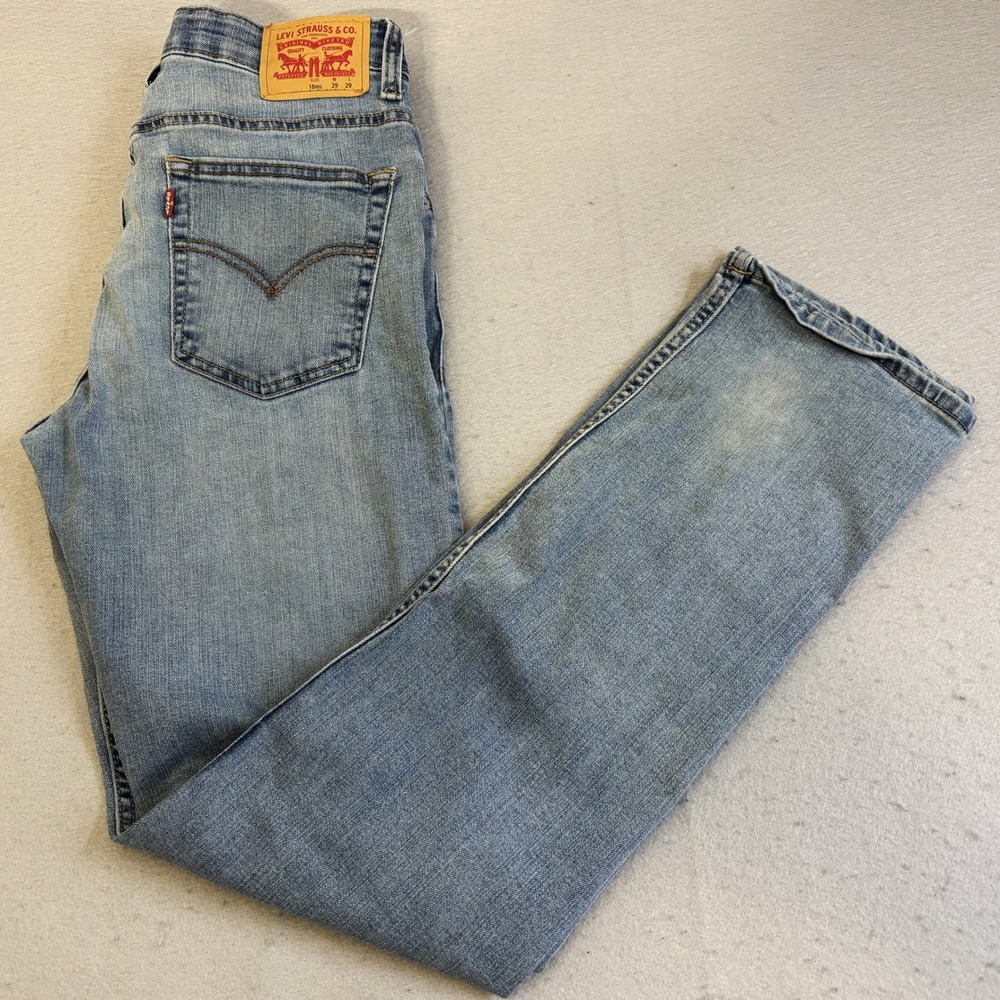 RARE Levis Jeans Womens 18 29x29 Upside Down Tab Blue Good Stretch Straight Leg